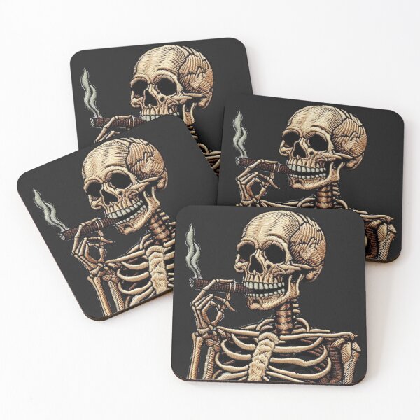 Item preview, Faux Embroidery Smoking Skeleton graphic designed and sold by 502Templates.