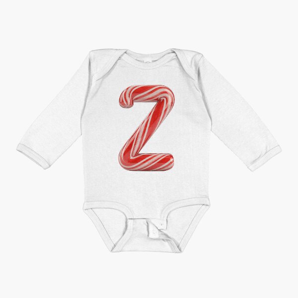 CANDY CANE LETTER Z Long Sleeve Baby One-Piece