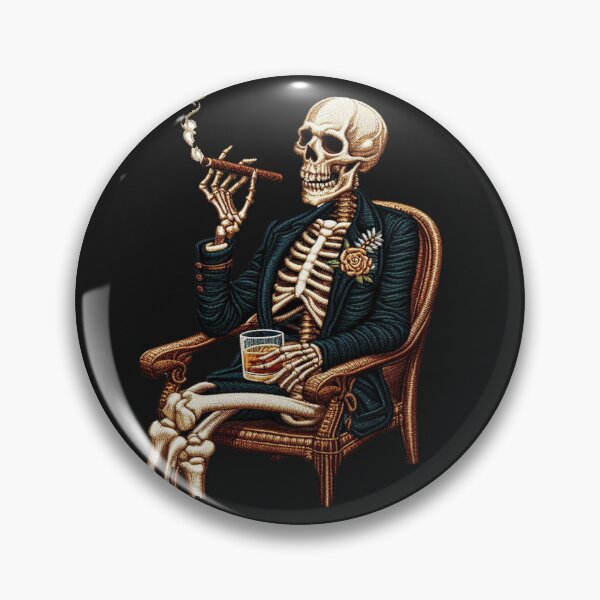Item preview, Faux Embroidery Skeleton with Wiskey and Cigar Graphic designed and sold by 502Templates.