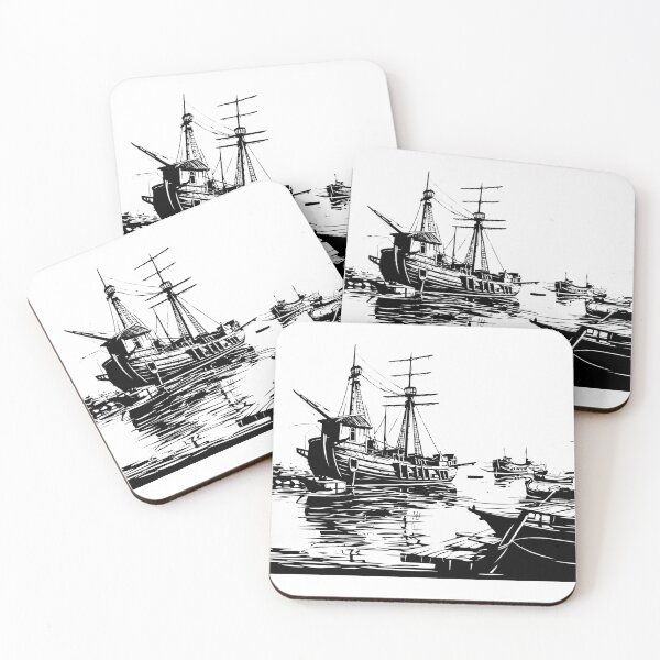 Item preview, Ancient Pier Dock Wharf Seaport Harbor Classic Marina designed and sold by inkoutninja.