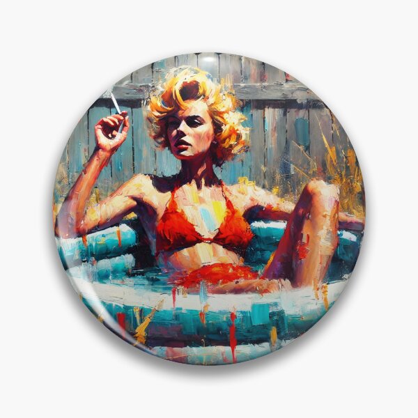 Item preview, retro summer, expressive art, vintage style, inflatable pool backyard scene, designed and sold by ANIARTONLINE.