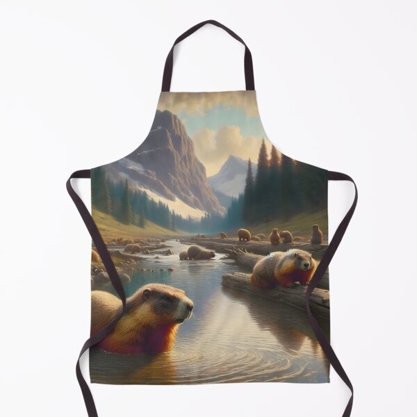 Item preview, Marmots in a Serene Mountain Stream Landscape designed and sold by CitrineLinker.