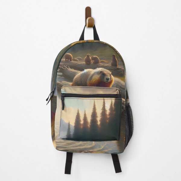 Item preview, Marmots in a Serene Mountain Stream Landscape designed and sold by CitrineLinker.