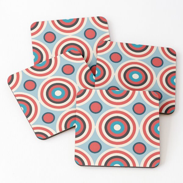Item preview, Mid Century Modern  Geometric  Circles Blue Red designed and sold by Prints and Lifestyle.