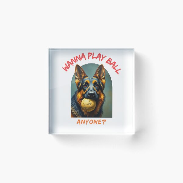 Item preview, "Wanna Play Ball? - German Shepherd with Ball" designed and sold by TaniaJ2024.