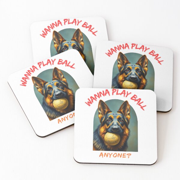 Item preview, "Wanna Play Ball? - German Shepherd with Ball" designed and sold by TaniaJ2024.