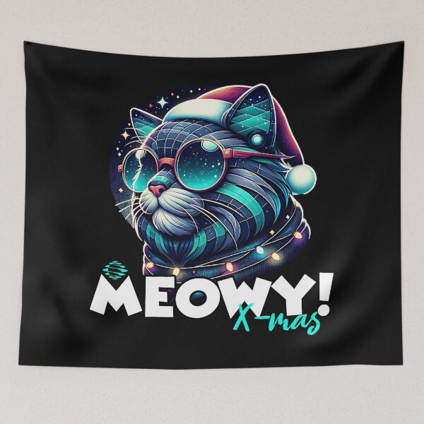 Item preview, Meowy X-mas: Retro Space Cat Holiday designed and sold by Belarte.shop.