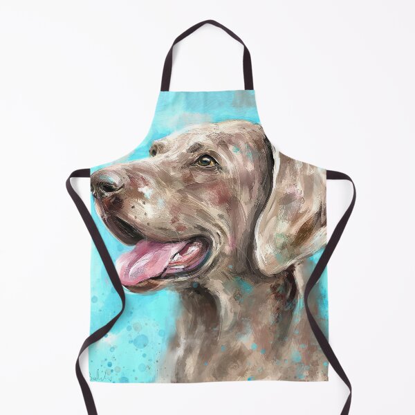Item preview, Expressive Painting of a Happy Grey Brown Weimaraner Dog on Blue Background designed and sold by ibadishi.