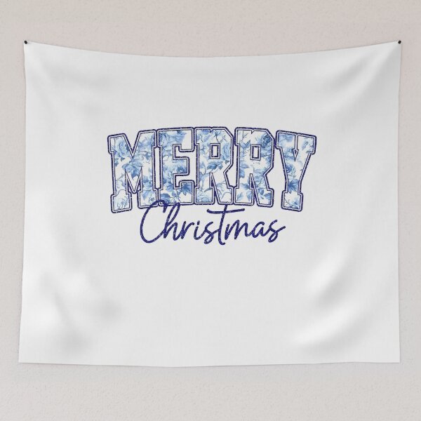 Item preview, Grand Millennial Coquette Christmas, Blue Toile Merry Christmas designed and sold by Denniscarter.