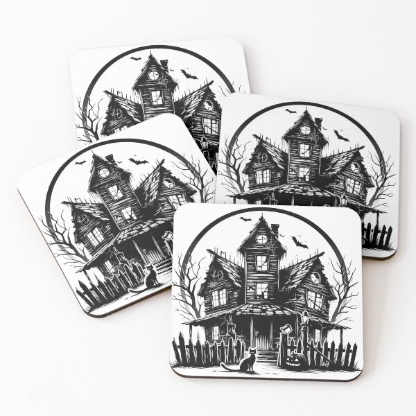 Item preview, Haunted House in Black and White designed and sold by Thai Vibe Studio.
