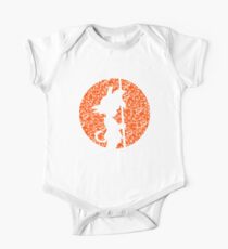 young Goku with stick orange One Piece - Short Sleeve