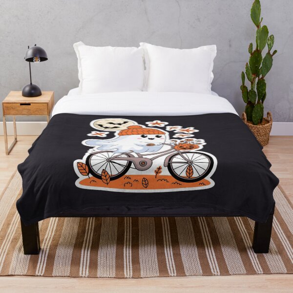Item preview,  cartoonish ghost wearing a knitted orange hat and riding a bicycle designed and sold by khufra1.