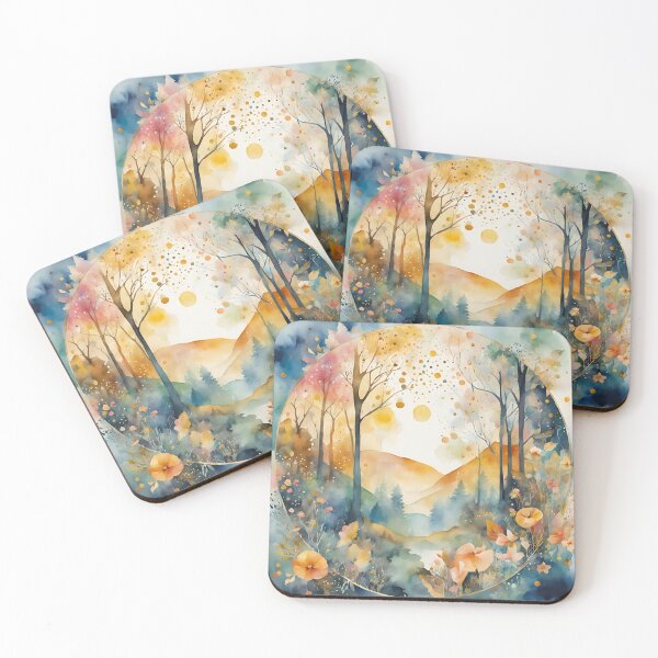 Item preview,  Fall vibes, autumn mountains landscape, autumn trees, , autumn colors, spirit week, watercolor pattern designed and sold by KolorellaS.