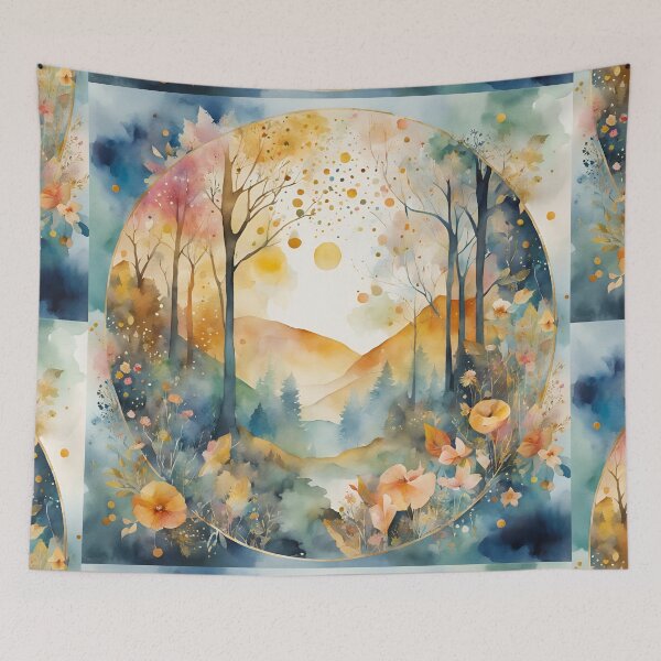 Item preview,  Fall vibes, autumn mountains landscape, autumn trees, , autumn colors, spirit week, watercolor pattern designed and sold by KolorellaS.