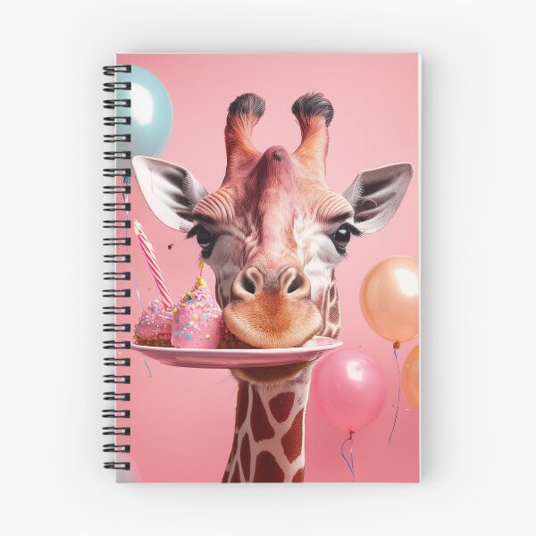 Item preview, Playful Giraffe Birthday Celebration with Balloons and Sweets - Pink Background designed and sold by Terradesignsbyk.