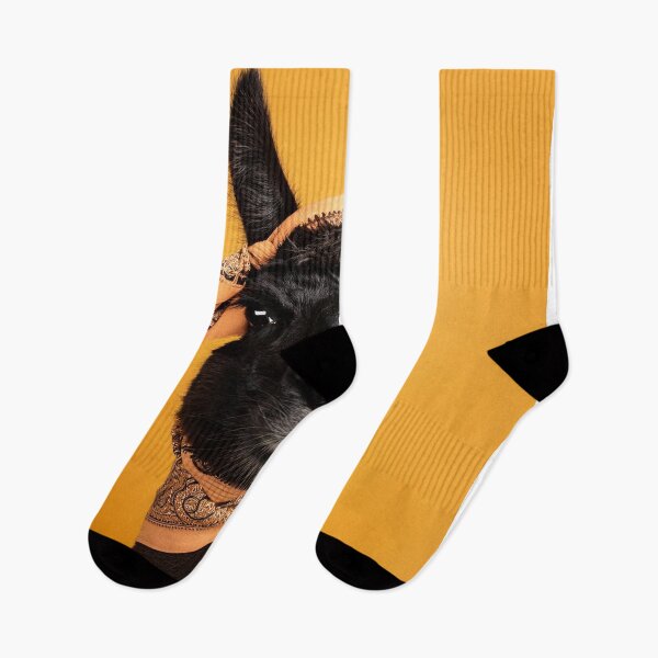 Item preview, Stylish Black Llama with Bandana on Bold Yellow Background - Unique Animal Portrait designed and sold by Terradesignsbyk.