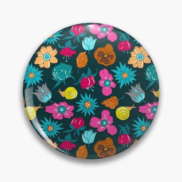 Item preview, Neon flowers in Liberty style on a dark background designed and sold by colorofmagic.