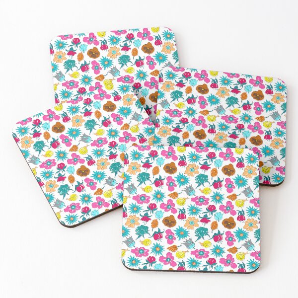 Item preview, neon flowers in Liberty style on a white background designed and sold by colorofmagic.