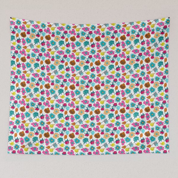 Item preview, neon flowers in Liberty style on a white background designed and sold by colorofmagic.