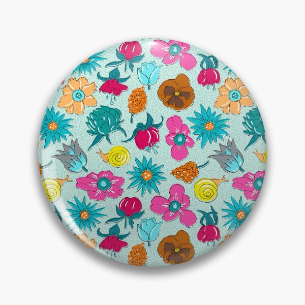 Item preview, Liberty-style neon flowers on a mint background designed and sold by colorofmagic.