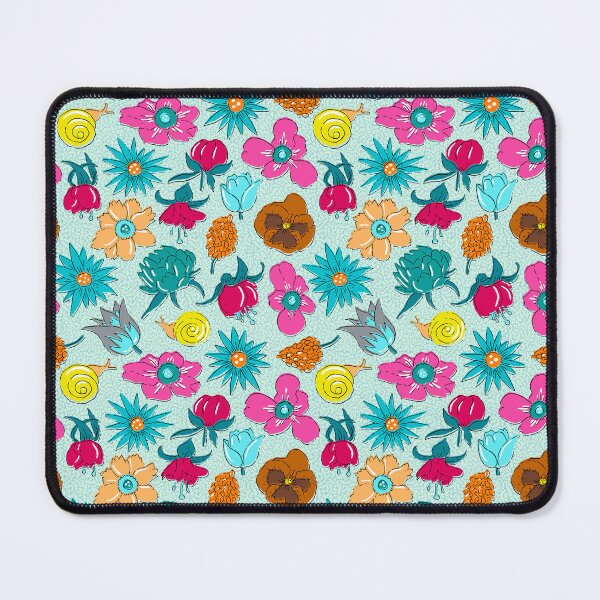 Item preview, Liberty-style neon flowers on a mint background designed and sold by colorofmagic.