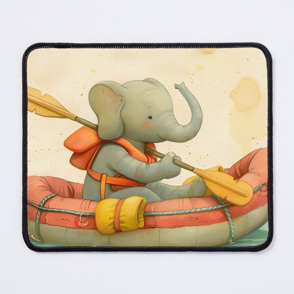 Item preview, Adorable elephant rafting in a cheerful cartoon world. designed and sold by Artessie.