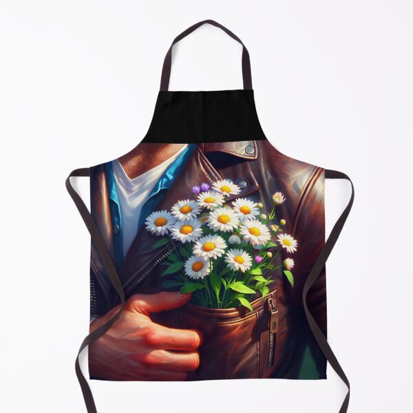 Item preview, wildflowers in a man's leather jacket pocket art designed and sold by EmeraldeaArt.