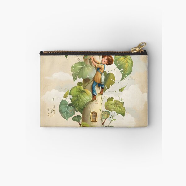 Item preview, Boy climbing a tall beanstalk toward a cozy small house designed and sold by Artessie.