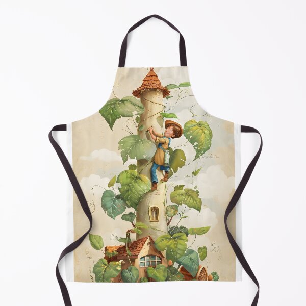 Item preview, Boy climbing a tall beanstalk toward a cozy small house designed and sold by Artessie.
