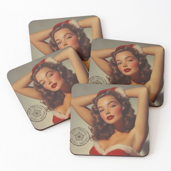 Item preview, Vintage Classic Pin Up Girl Santa Clause Postcard designed and sold by The Art of Kkatarynka.