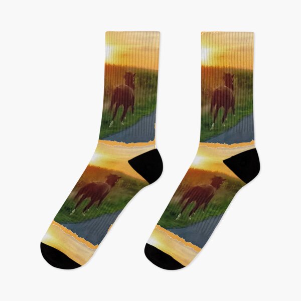 Item preview, Horse Runs Along Roadside During Sunset Brushed Art designed and sold by kristalcurt.