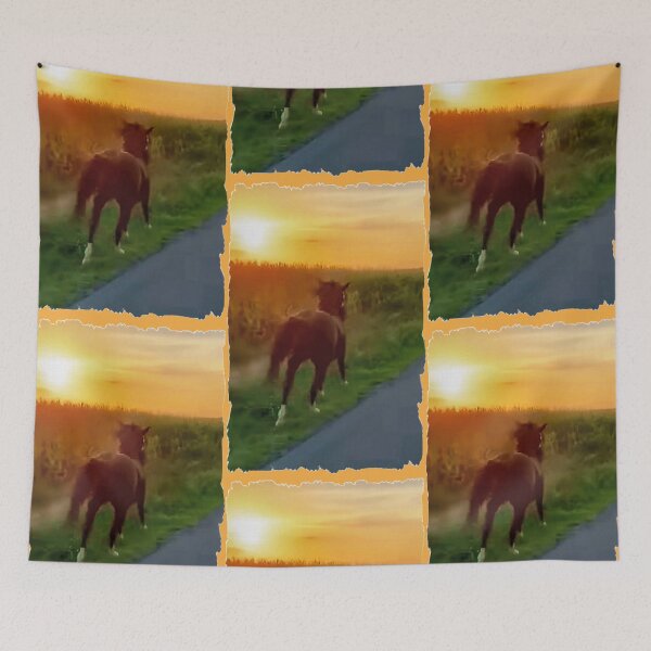 Item preview, Horse Runs Along Roadside During Sunset Brushed Art designed and sold by kristalcurt.