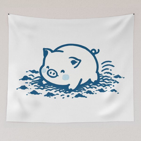 Item preview, Blue Piglet Playing In Mud designed and sold by WanderlustCoCo.