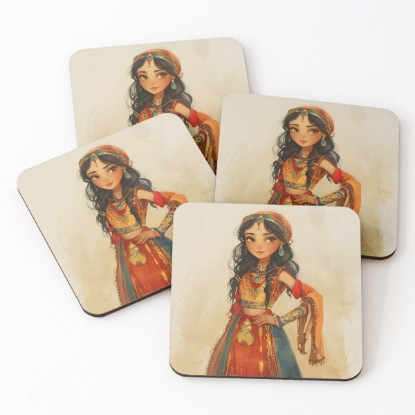 Item preview, Elegant female character in vibrant traditional attire. designed and sold by Artessie.