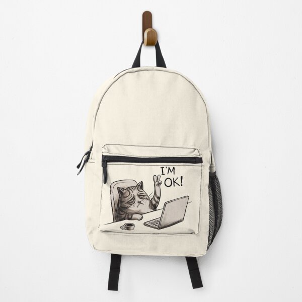 Item preview, I'm OK Cat with Coffee and Laptop Illustration designed and sold by Dream-Fab.