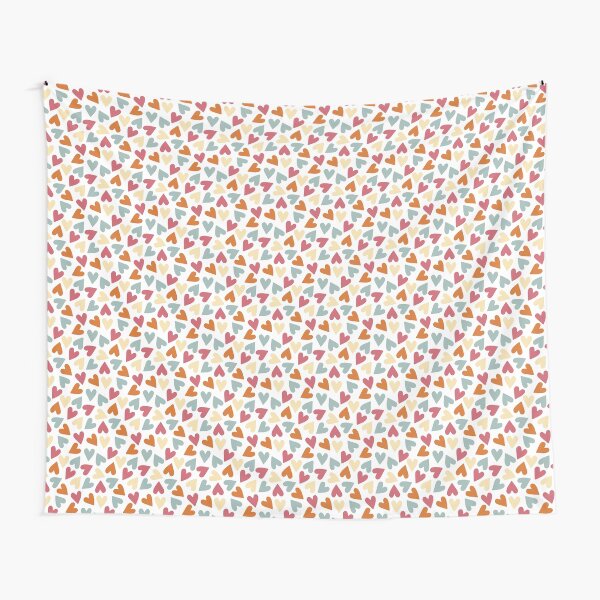 I Love You Lots - Funky colorful hearts non-directional white background Tapestry