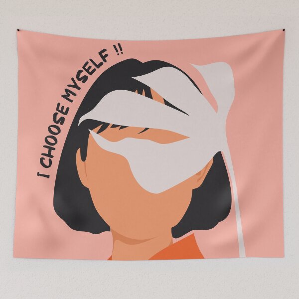 Item preview, Fuerza interior, arte minimalista empoderador, ilustración atrevida "Me elijo a mí mismo", arte de autocuidado con afirmación positiva, retrato abstracto femenino sin rostro, conciencia de salud mental y positividad corporal designed and sold by Kintsugi99.