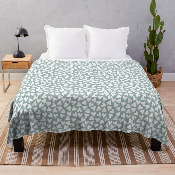 I Love You Lots - Funky white hearts non-directional blue background Throw Blanket