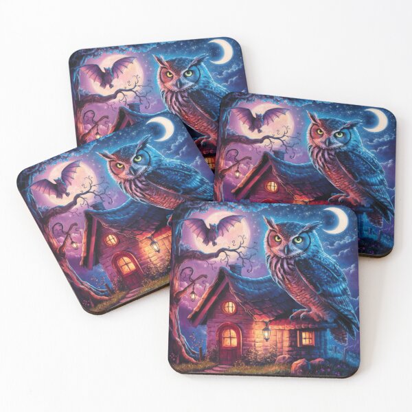 Item preview, halloween Owl with a house at night,halloween  Owl ,Halloween Background ,Halloween Season, halloween pumpkin designed and sold by Expressions-Sel.