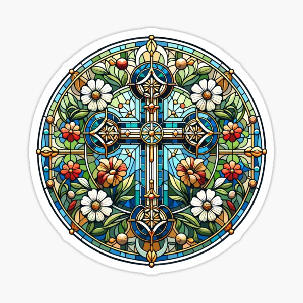 Item preview, Christian Stained Glass Cross designed and sold by RayCrimson.