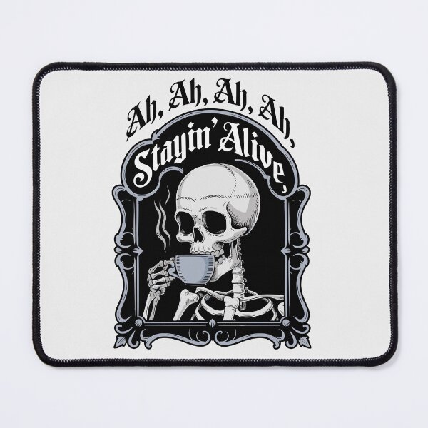 Item preview, Funny "Staying Alive" Skeleton Drinking Coffee for Musicians & DJs designed and sold by paulo silveira.