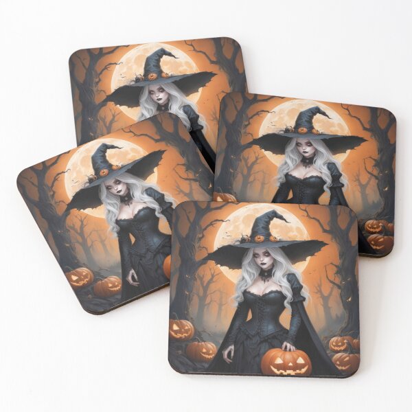 Item preview, halloween Witch with pumpkin with an orange moon,halloween Witch,Halloween Background ,Halloween Season, halloween pumpkin designed and sold by Expressions-Sel.