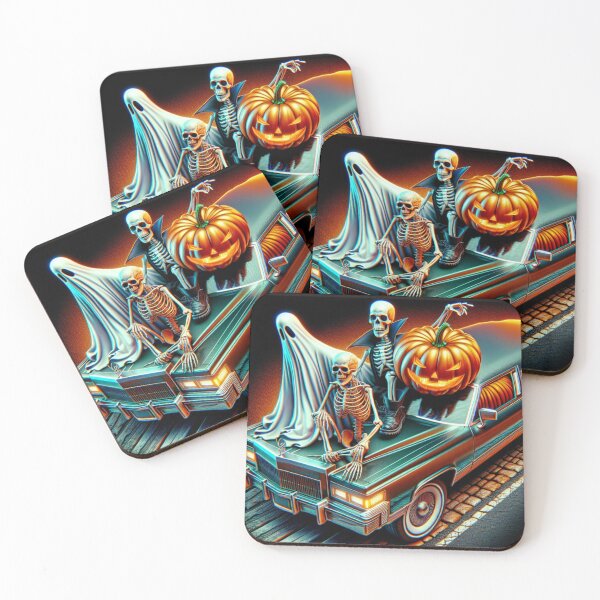 Item preview, Halloween limousine with Ghost Skeleton und Pumpkin designed and sold by DSoriaDesign.