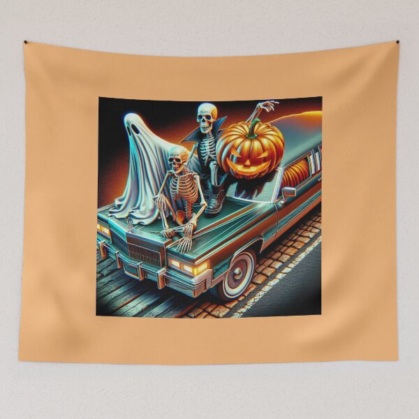 Item preview, Halloween limousine with Ghost Skeleton und Pumpkin designed and sold by DSoriaDesign.