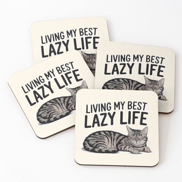 Item preview, Living My Best Lazy Life Funny Cat Illustration designed and sold by Dream-Fab.