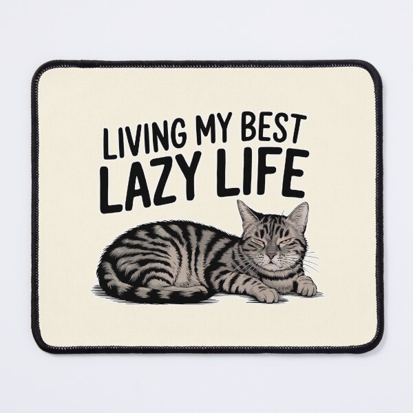 Item preview, Living My Best Lazy Life Funny Cat Illustration designed and sold by Dream-Fab.