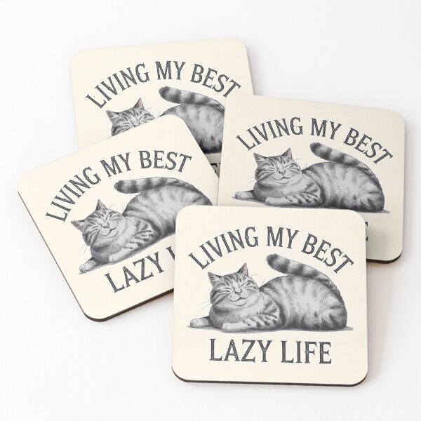 Item preview, Living My Best Lazy Life Happy Cat Illustration designed and sold by Dream-Fab.