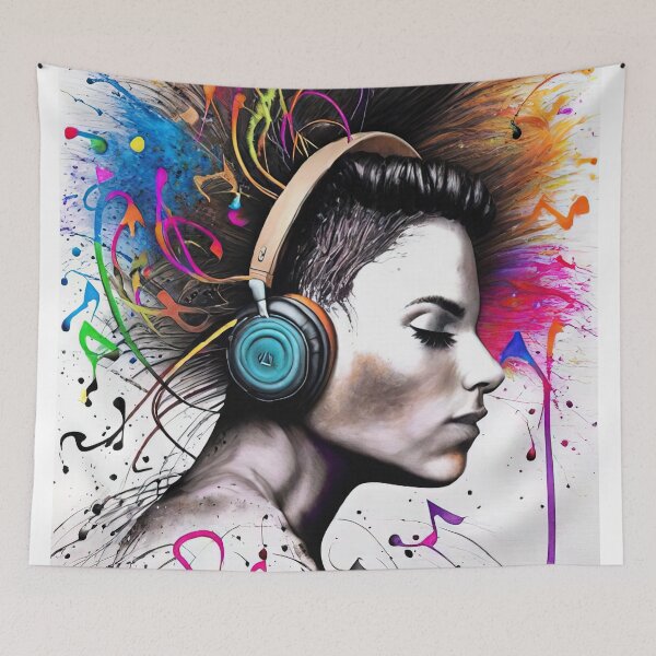 Item preview, Woman with headphones designed and sold by lalylaura.