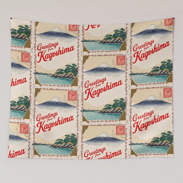 Item preview, Kagoshima Japan Vintage Travel Retro Postcard Design designed and sold by TravelPostcardGems.