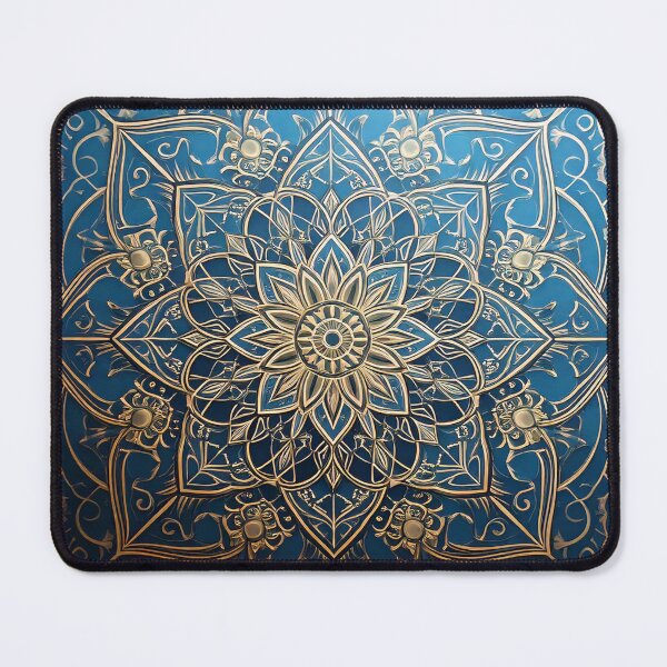 Item preview, Gradient indigo blue and gold square mandala art pattern. designed and sold by Trianglegreen.